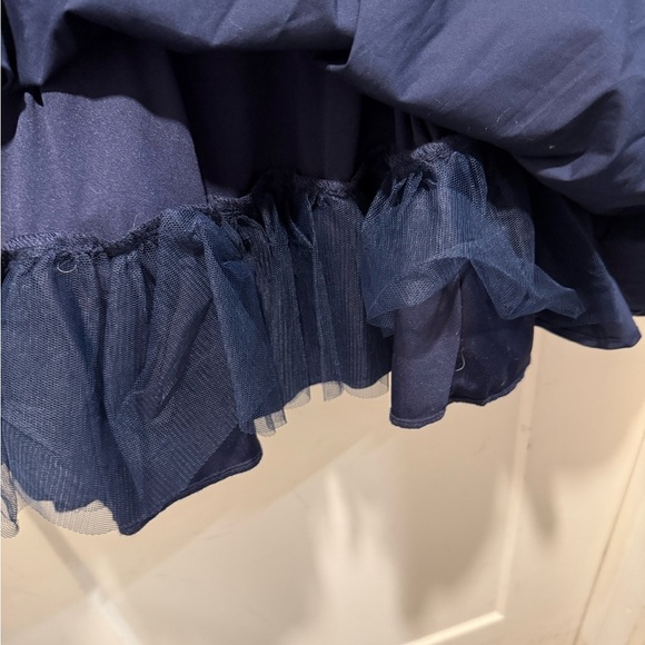 NWT Charlotte Russe Navy Blue Mini Dress. Attached belt size med. flare bottom - Picture 4 of 5